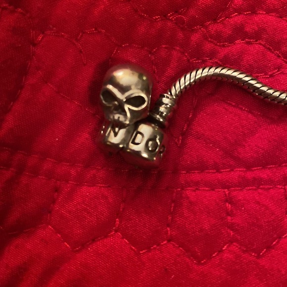 Sterling silver pandora charm bracelet with safety chain and charms - Picture 8 of 13